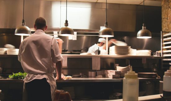 kitchen staff working