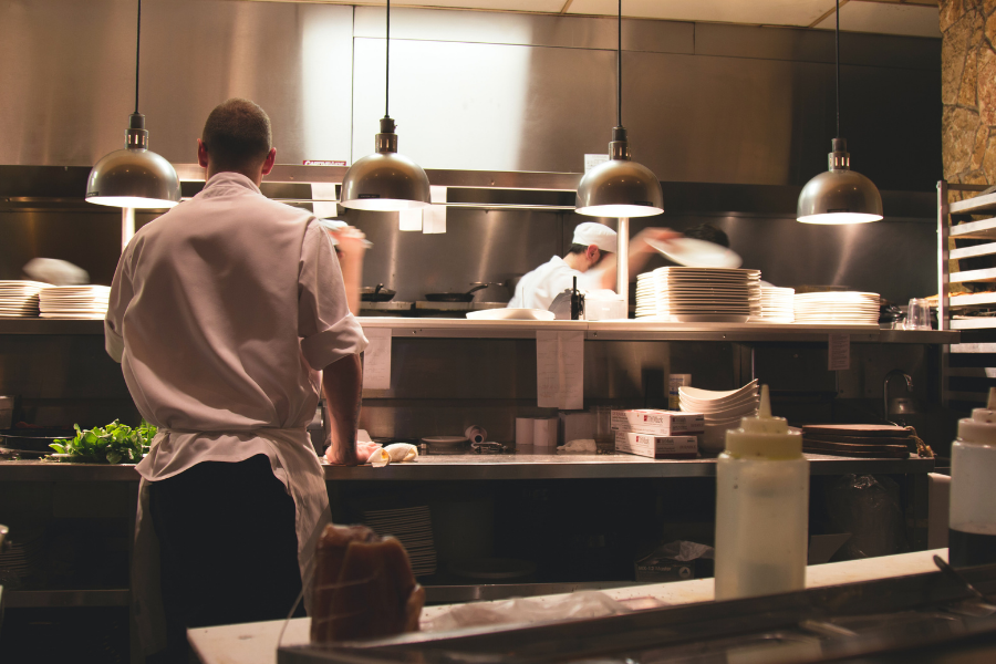 kitchen staff working