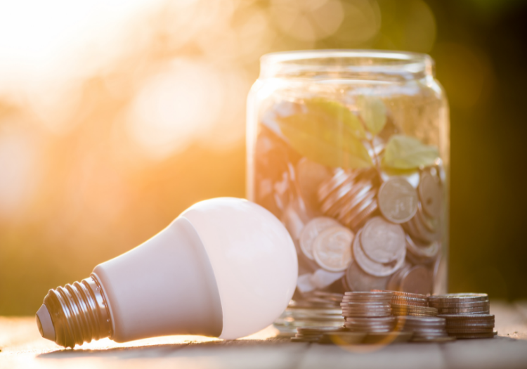 lightbulb and savings jar
